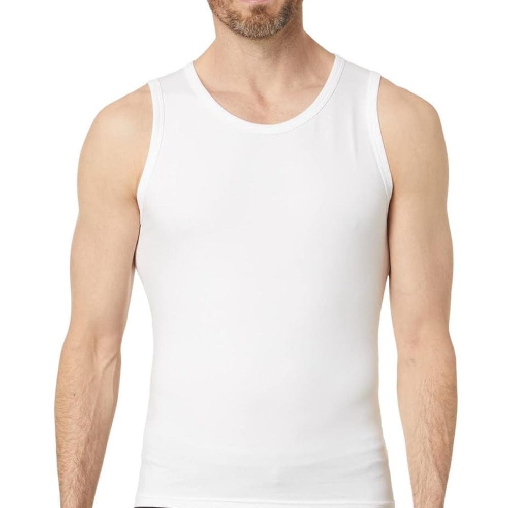 Spanx Men's White Cotton Compression Tank Top Size Large - Picture 2 of 6